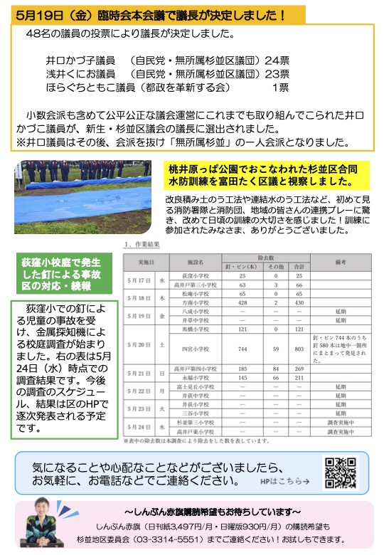 小池めぐみといっしょに笑おうNo.29
2枚目
5月19日臨時会本会議で、議長に井口かづ子議員が決定しました。